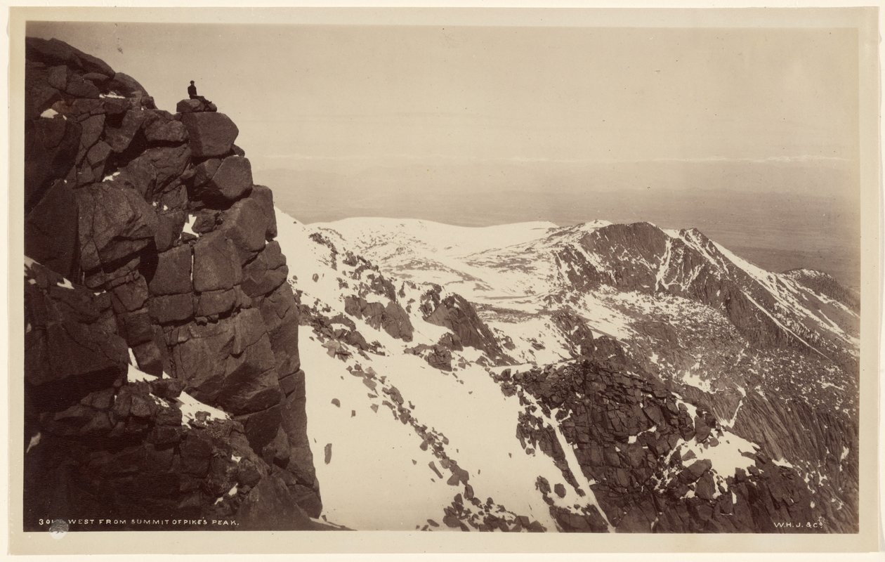 Naar het westen vanaf de top van Pikes Peak door William Henry Jackson