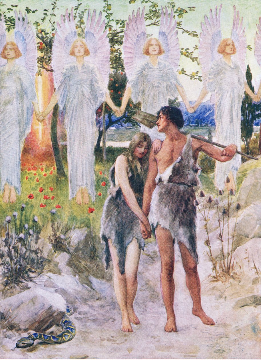 In het begin, uit Het Bijbel Prentenboek uitgegeven door Thomas Nelson, ca.1950 door William Henry Margetson