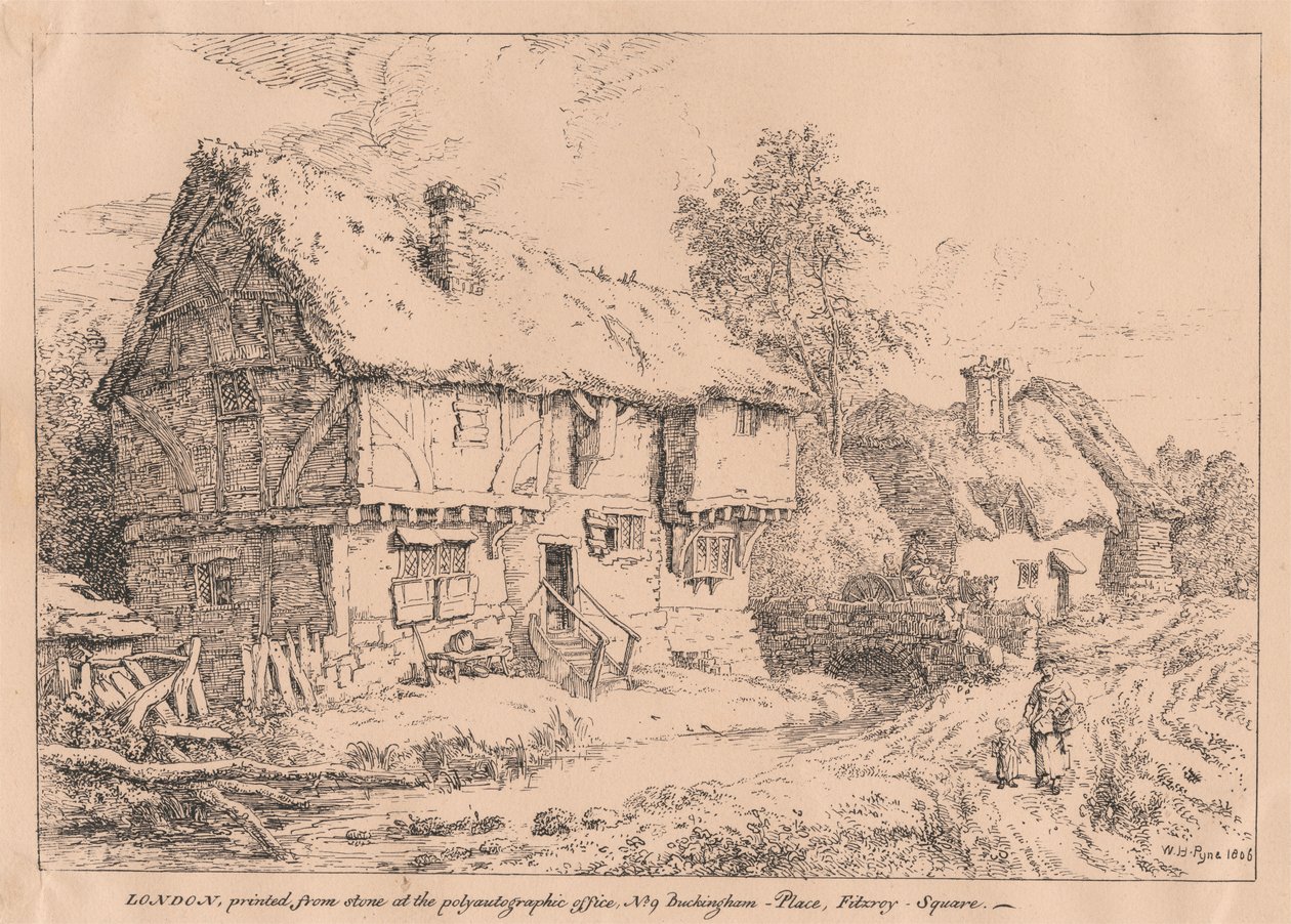 Oude huisjes door William Henry Pyne