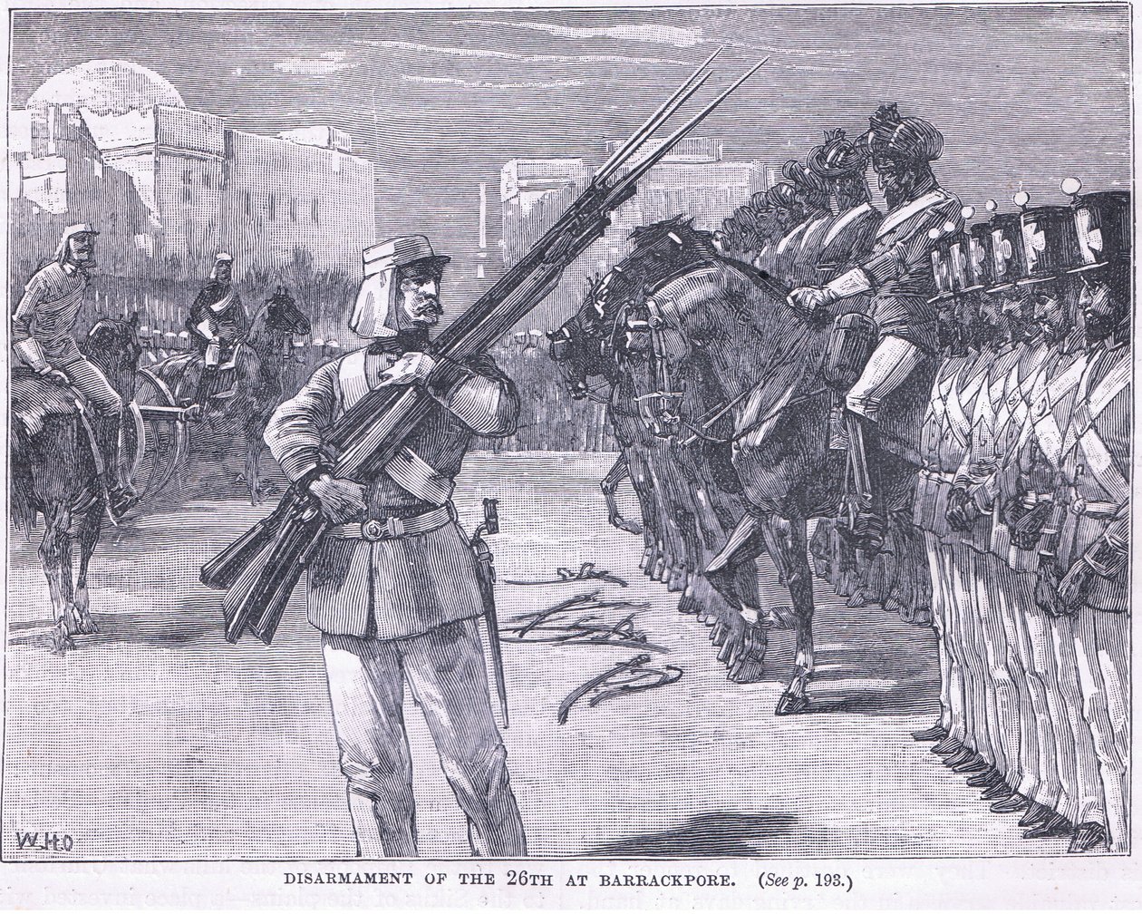 Ontwapening van de 26e in Barrackpore 1857 AD door William Heysham Overend