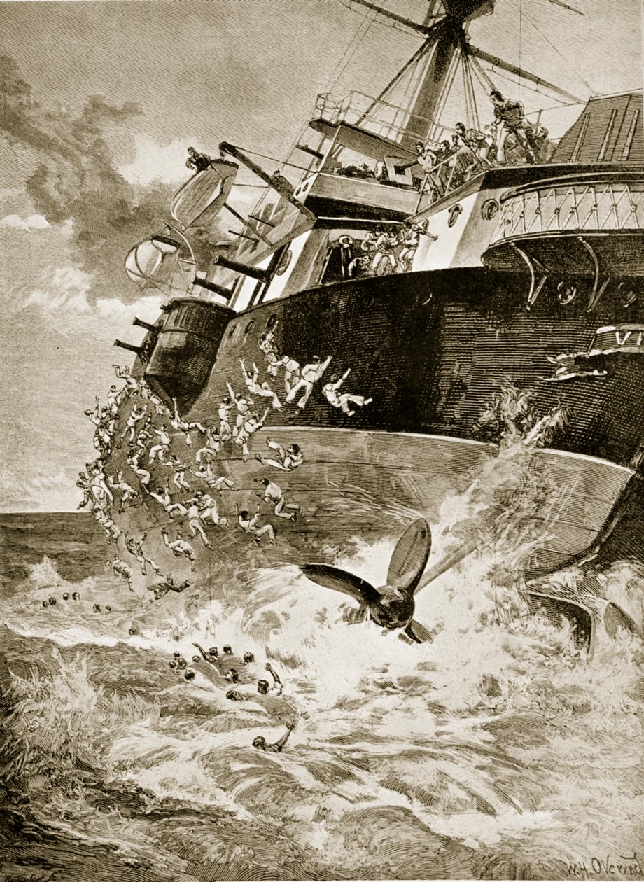 HMS Victoria kapseist, 22 juni 1893 door William Heysham Overend