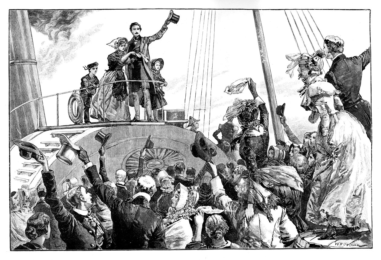 De koningin verlaat Kingstown, koninklijk bezoek aan Ierland, ca. 1849, 1888 door William Heysham Overend