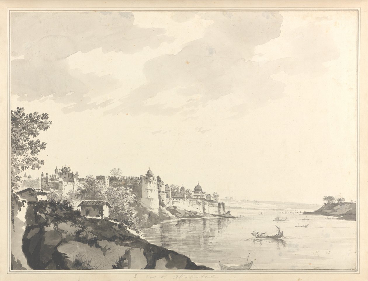 Een gezicht op het fort van Allahabad door William Hodges