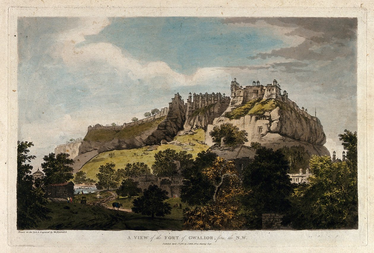 Gezicht op het Fort van Gwalior, vanuit het N.W. door William Hodges