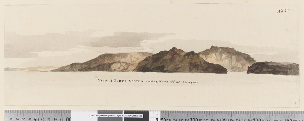 Pagina 5 Uitzicht op Porto Santo naar het noorden op een afstand van 2 mijlen door William Hodges