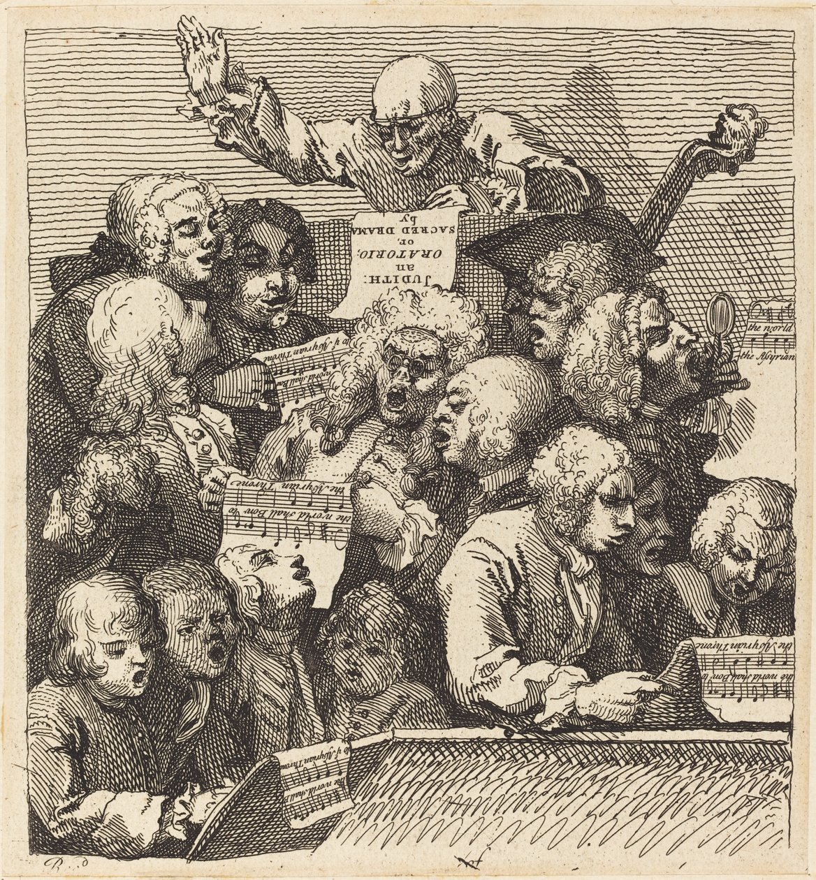 Een koor van zangers door William Hogarth