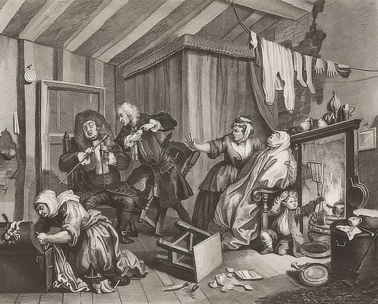 Het pad van een hoer, blad 5: De dood door William Hogarth