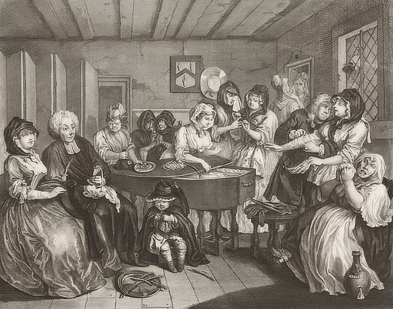 Het pad van een hoer. Blad 6: De begrafenis. 1732 door William Hogarth