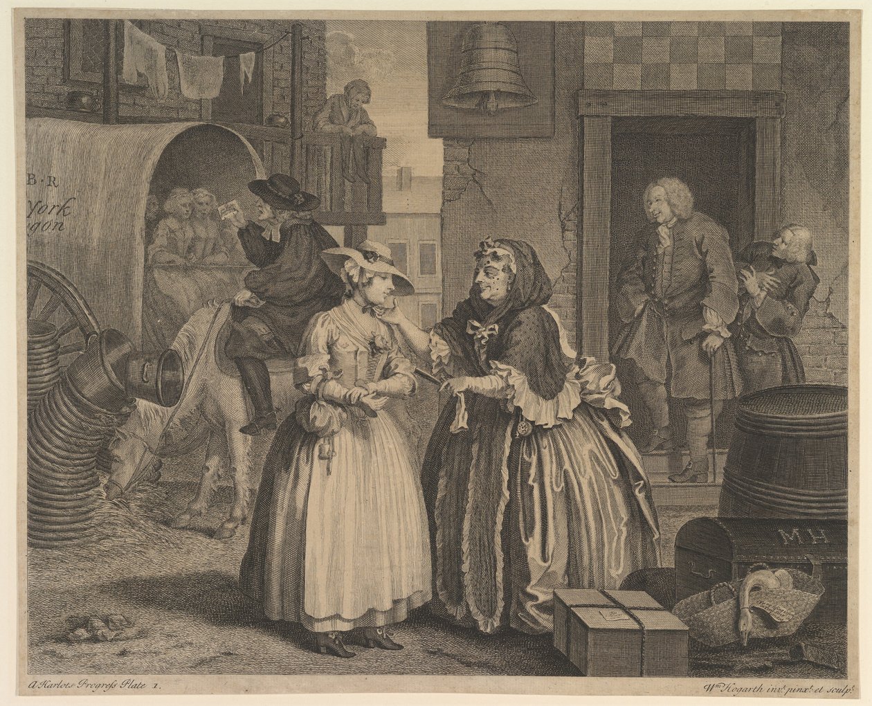 Een Hoerenloopbaan, Plaat 1 door William Hogarth