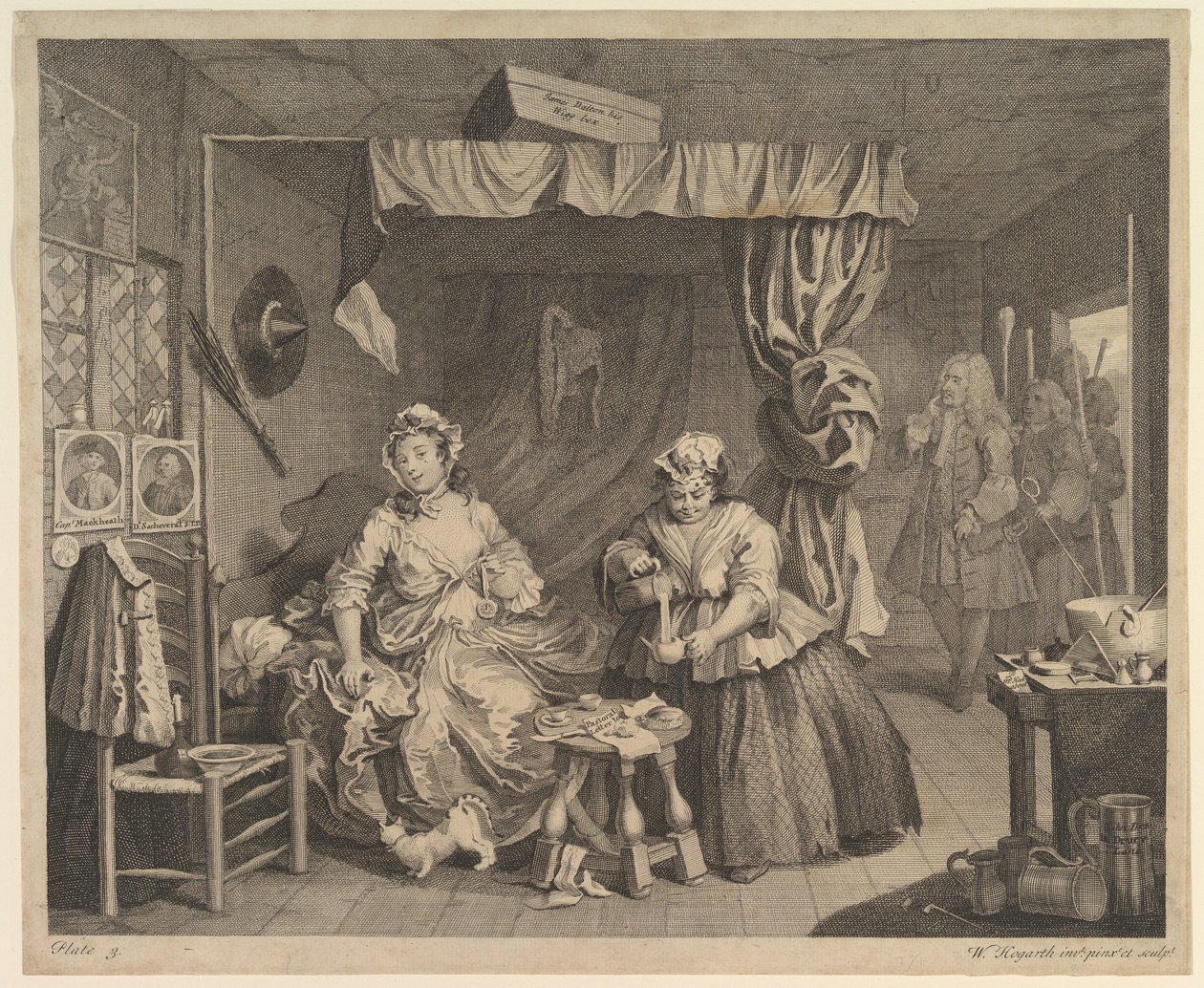 De loopbaan van een prostituee, plaat 3 door William Hogarth