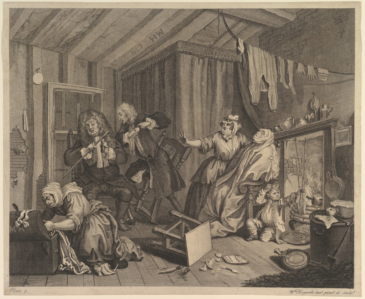 Een Hoerenloop, Plaat 5 door William Hogarth