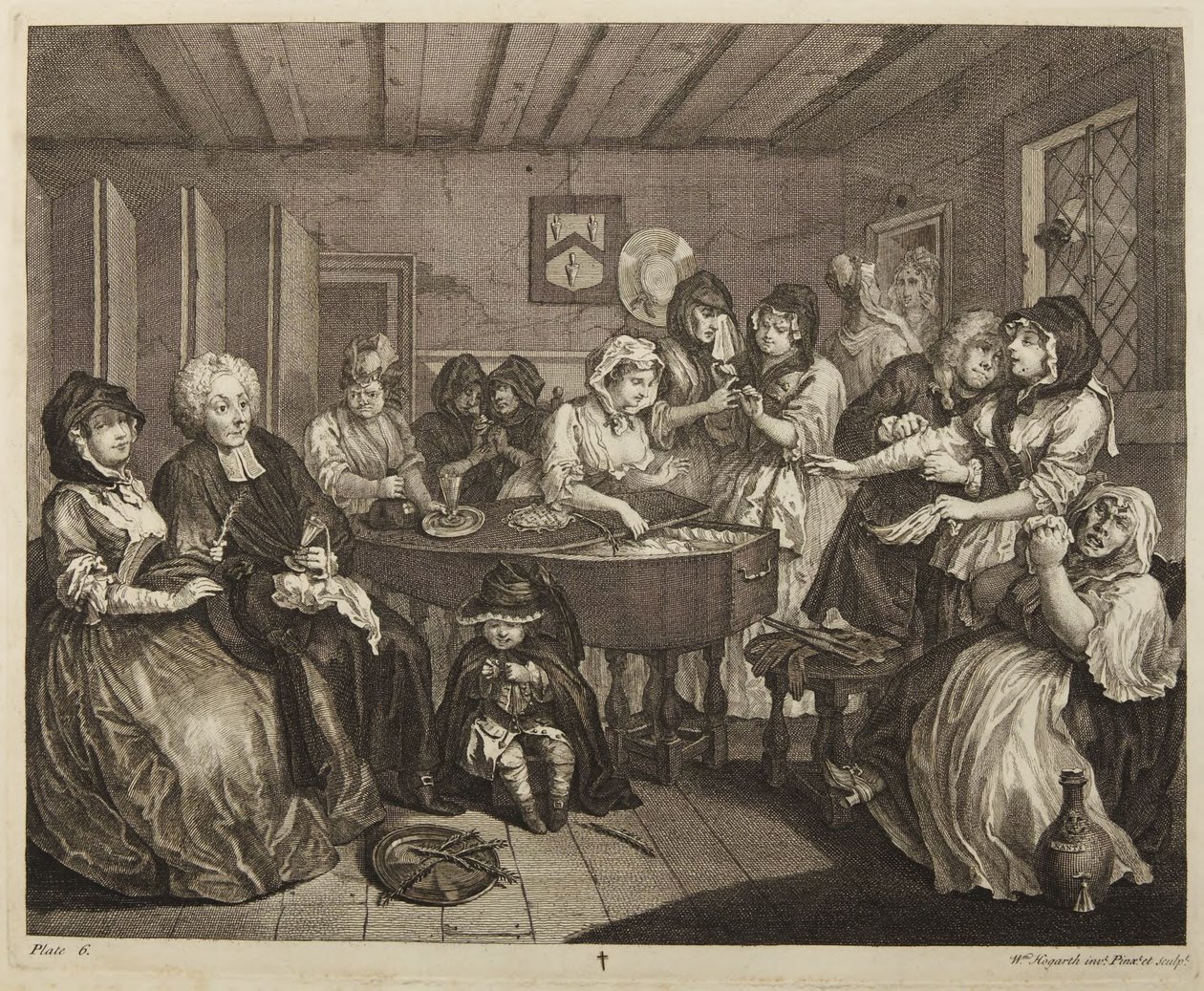 De loopbaan van een prostituee, plaat 6 door William Hogarth