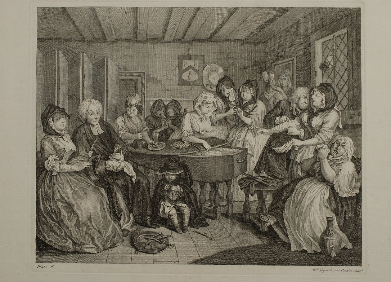 De loopbaan van een prostituee: Plaat 6 door William Hogarth