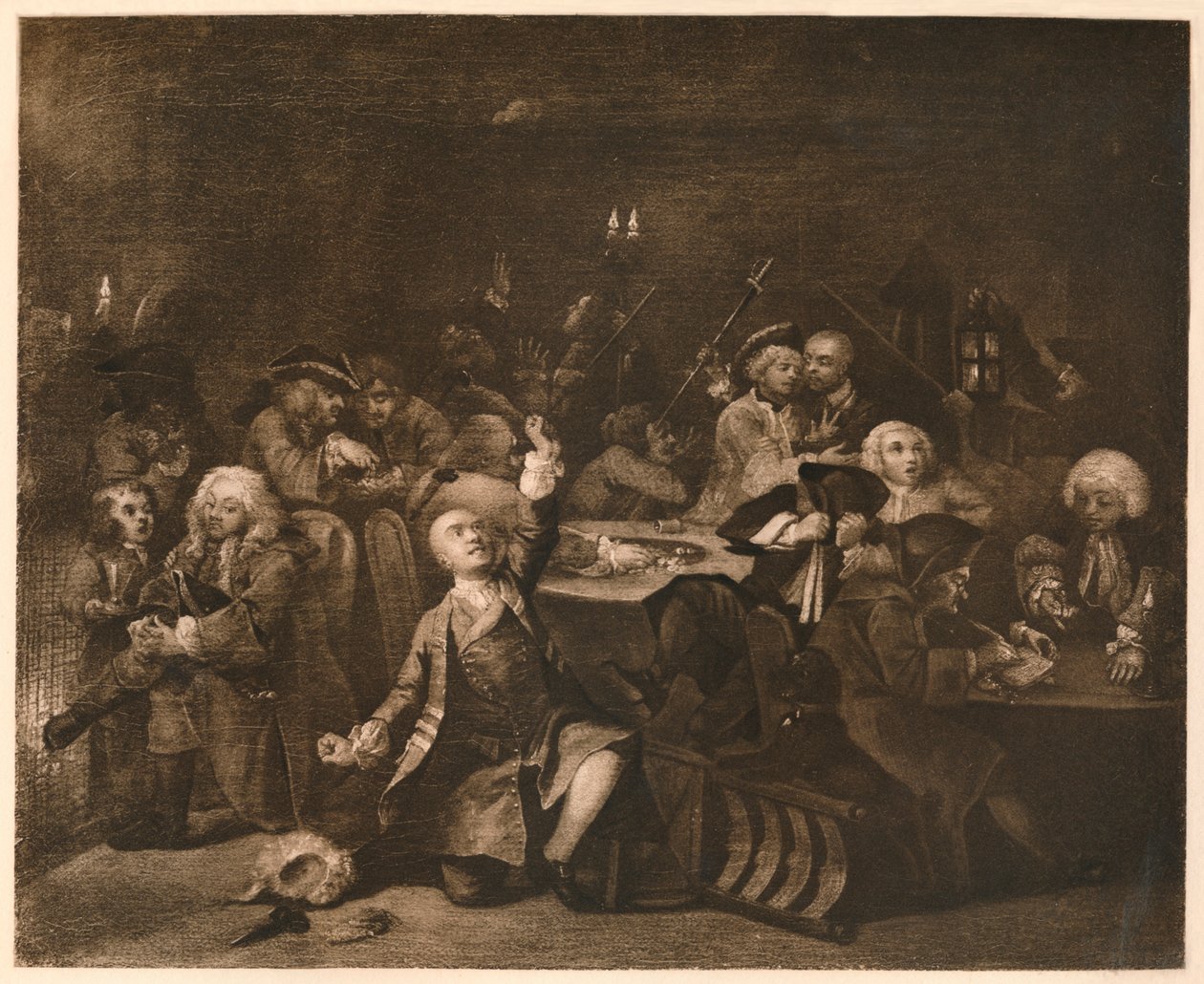 Een Rakes Vooruitgang - 6: Het Speelhuis, 1733 door William Hogarth