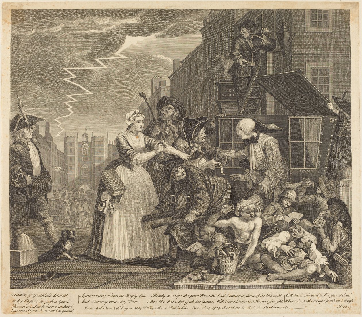 De levensloop van een losbol: plaat 4 door William Hogarth