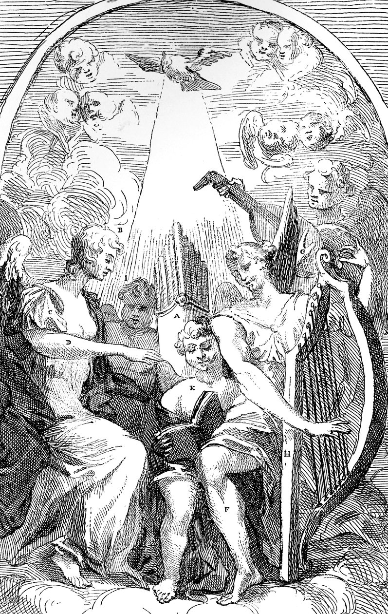 Een satire op het altaarstuk door Kent in de St Clement Danes kerk, Westminster, 1725 door William Hogarth