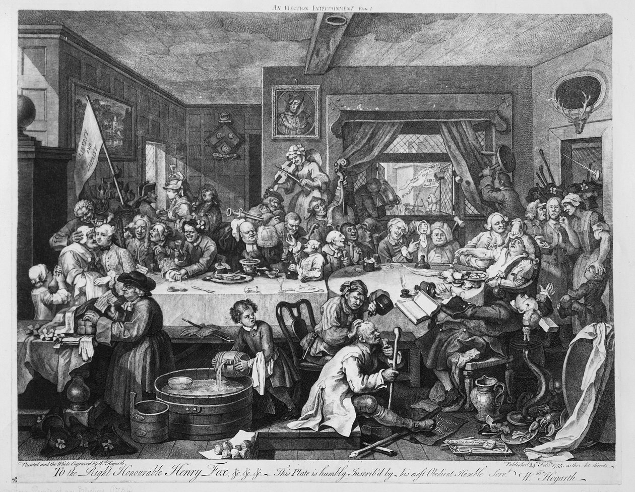 Een verkiezingsfeest, 1755 door William Hogarth