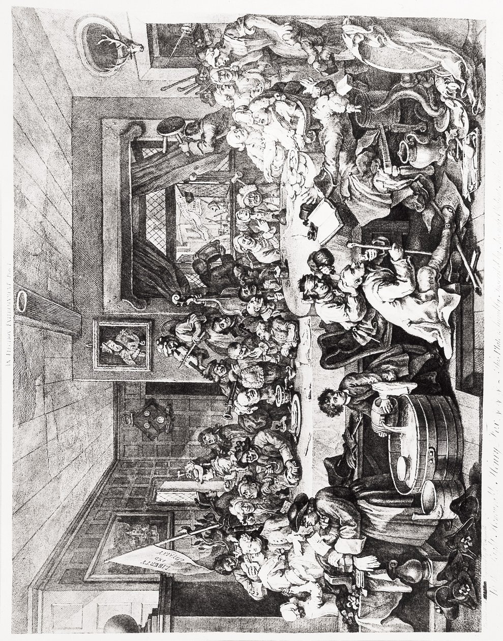 Een verkiezingsentertainment, Plaat I, 24 februari door William Hogarth