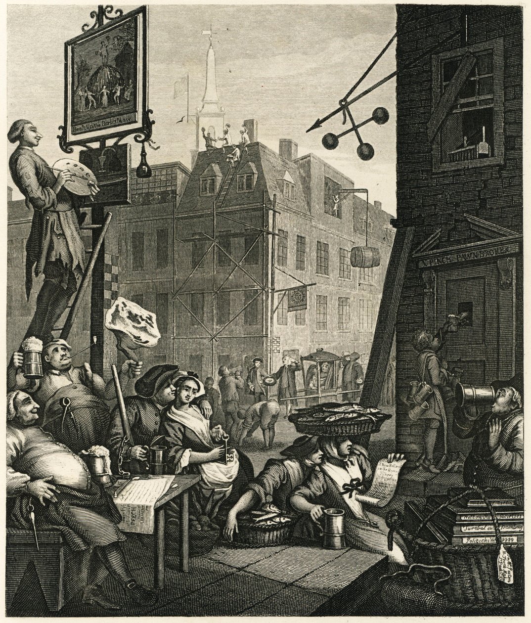 Bierstraat, 1751 door William Hogarth