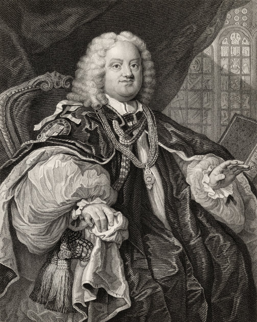 Benjamin Hoadly, gegraveerd door Benjamin Holl (1808-84) uit 