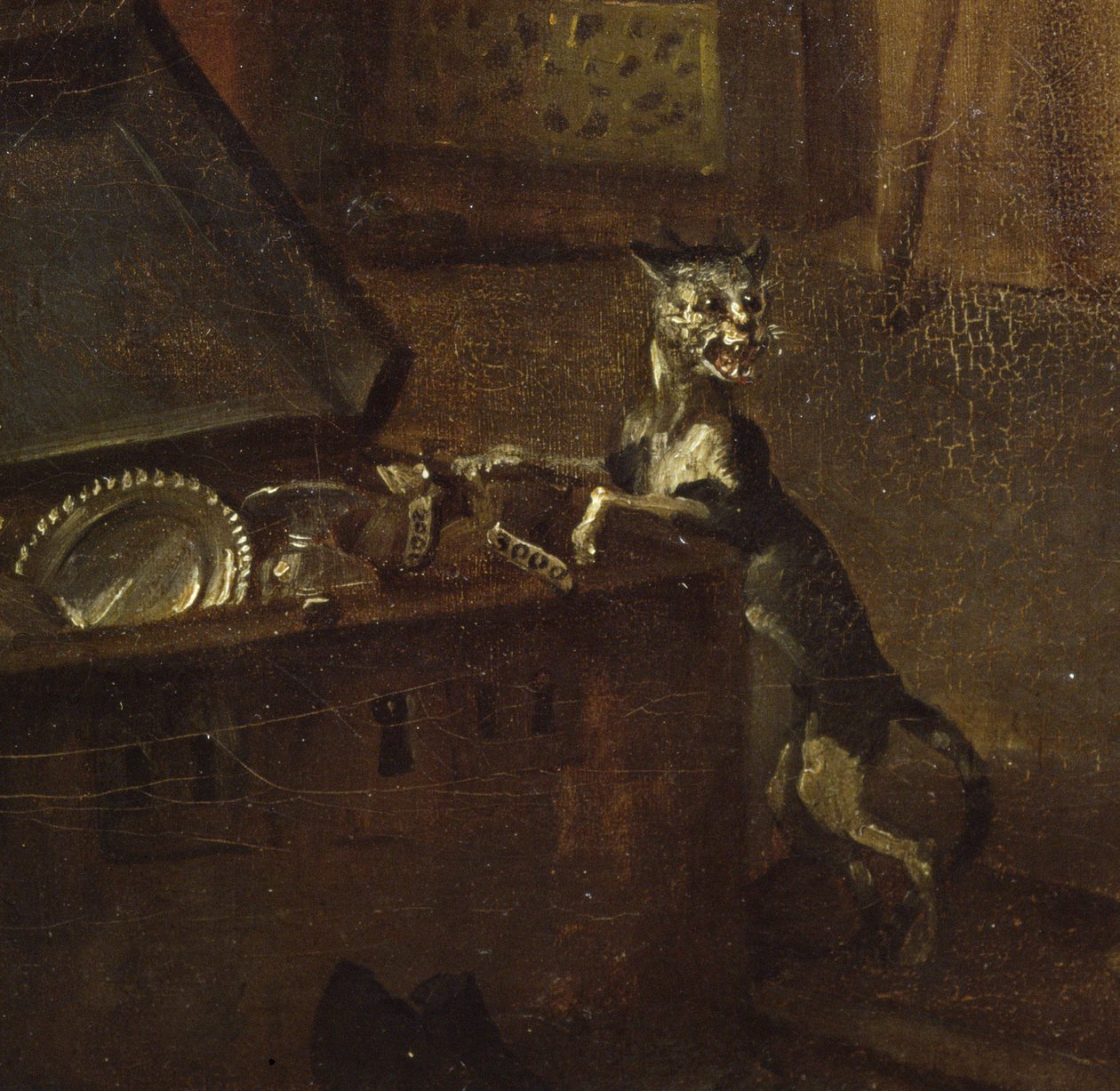 Kat met een kist (detail) door William Hogarth
