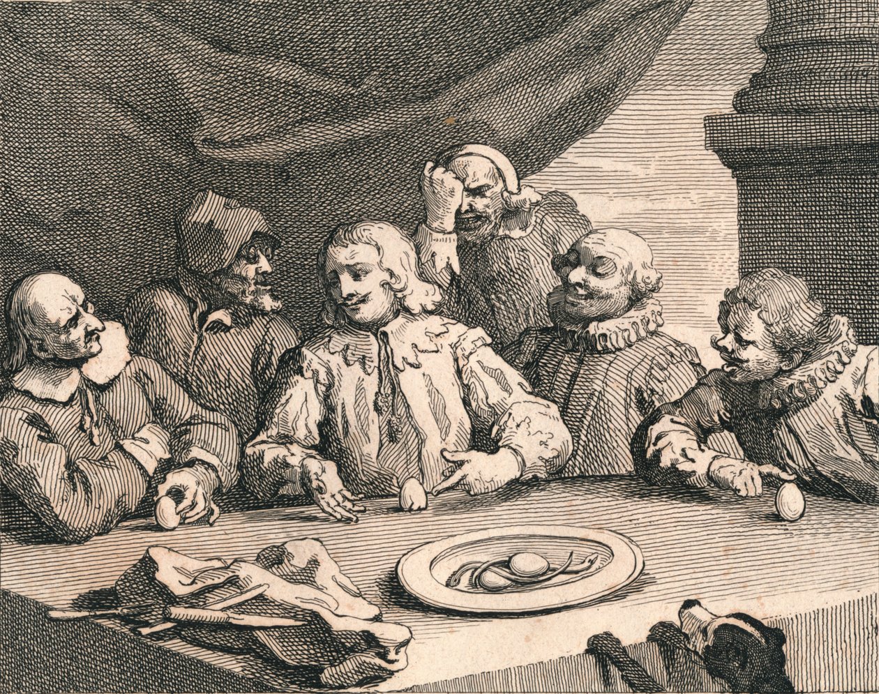 Christoffel Columbus kraakt het ei, 1753 door William Hogarth