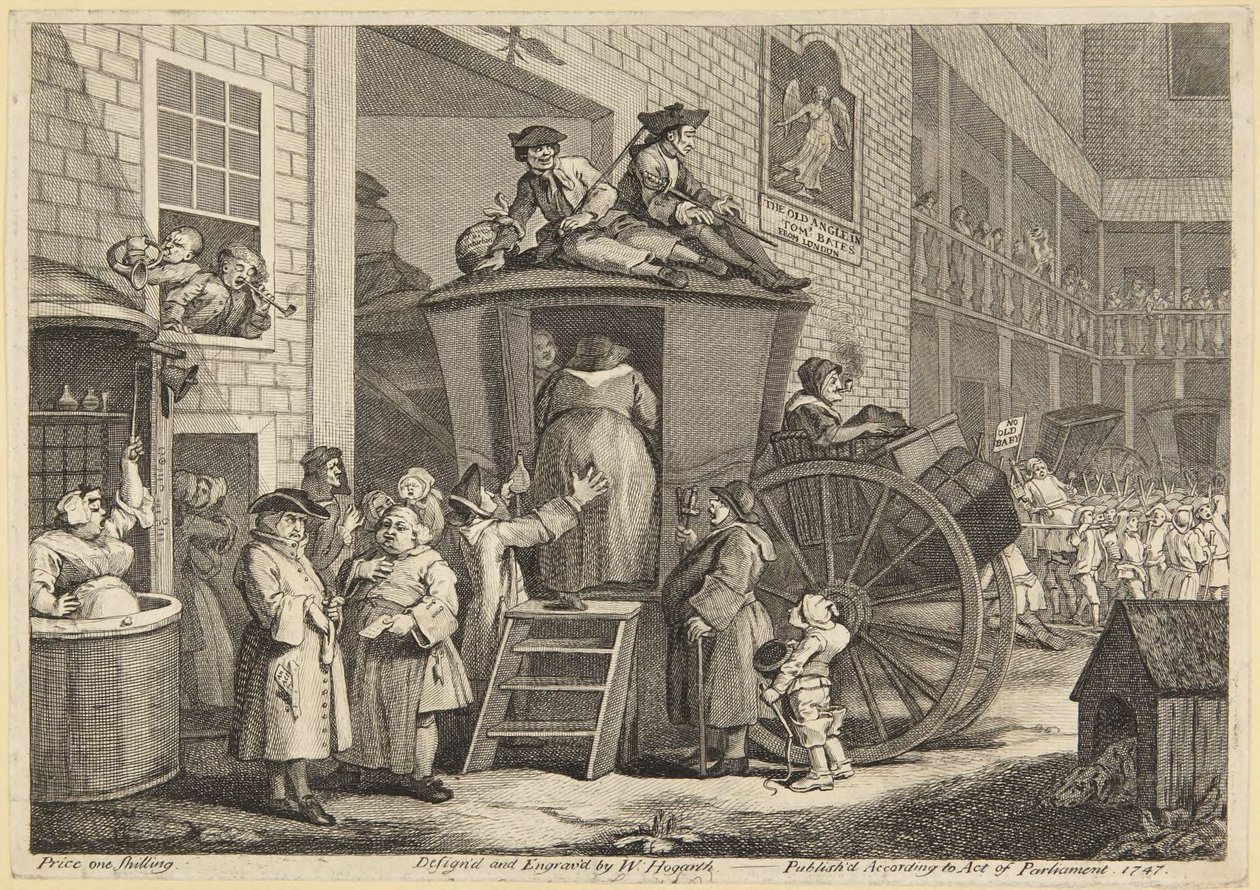 Binnenplaats van een herberg op het platteland door William Hogarth