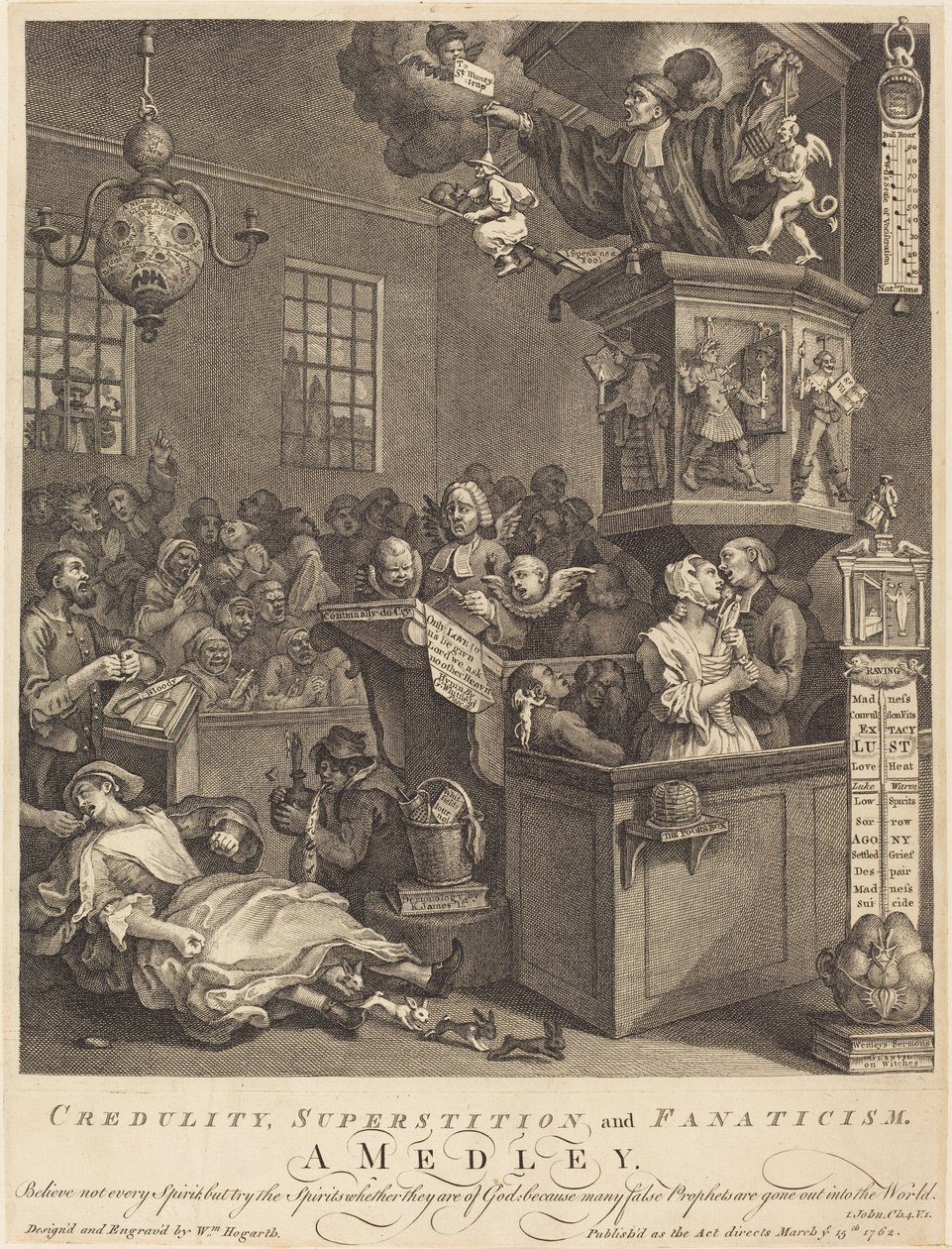 Goedgelovigheid, Bijgeloof en Fanatisme door William Hogarth