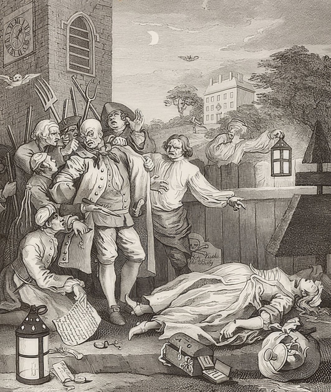 Volmaakte wreedheid. Uit: De vier stadia van wreedheid door William Hogarth