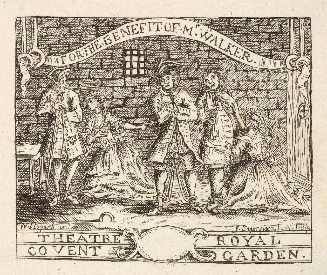 Voor het Voordeel van de Heer Walker, Theatre Royal, Covent Garden, uitgegeven 1822 door William Hogarth