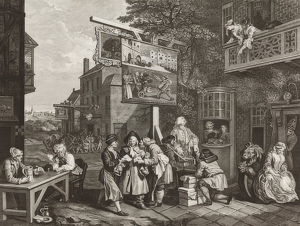 Vier prenten van een verkiezing. Blad 2: Stemmenwerving. 1757 door William Hogarth