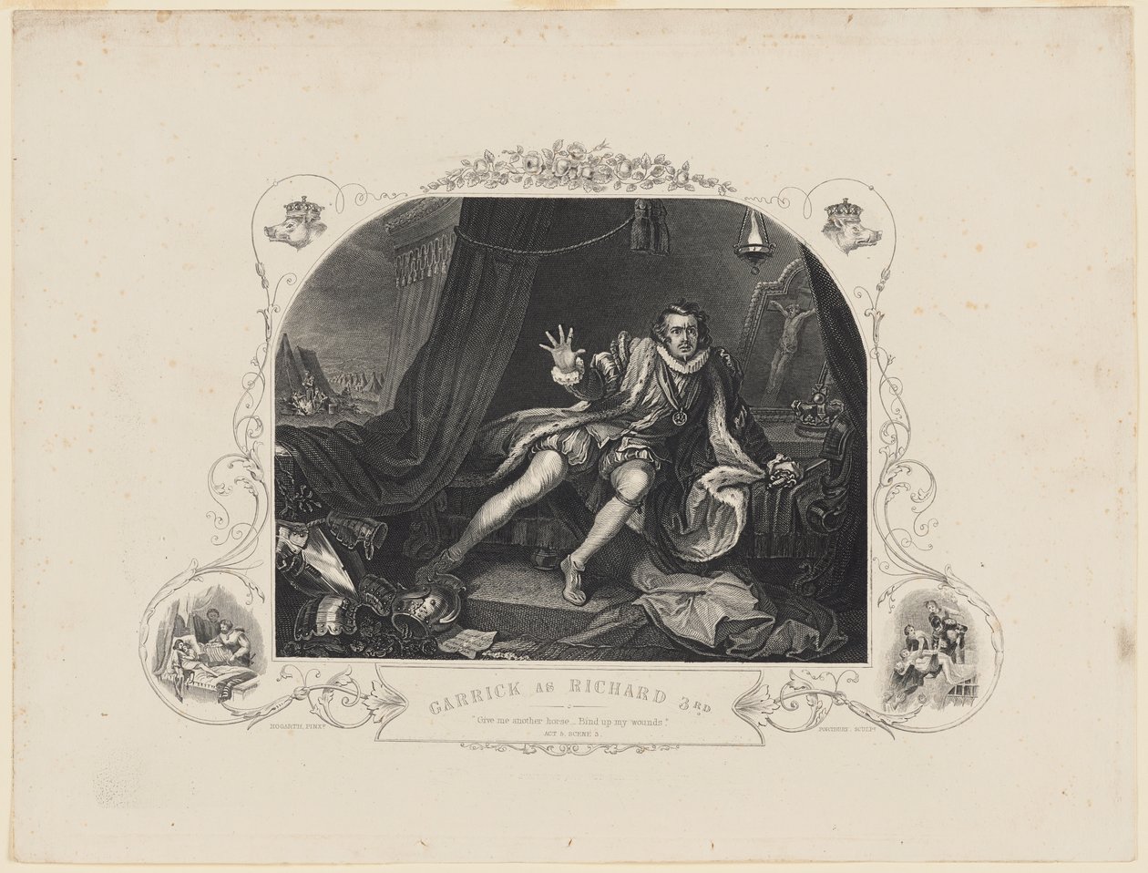 Garrick als Richard 3e door William Hogarth