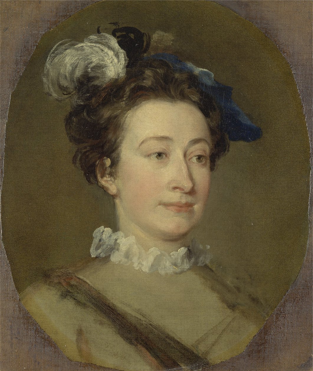 Meisje met een gevederde hoed, c.1740 door William Hogarth