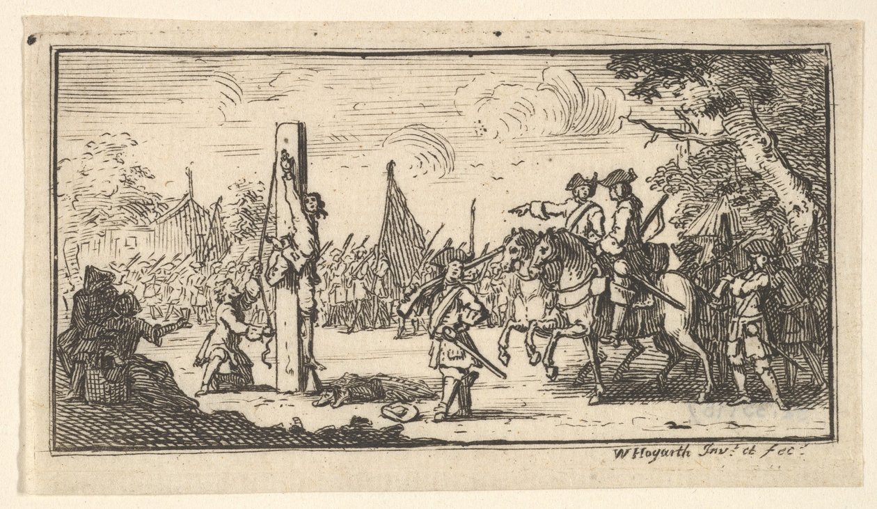 Ophangen aan de duimen Moderne militaire straffen door William Hogarth