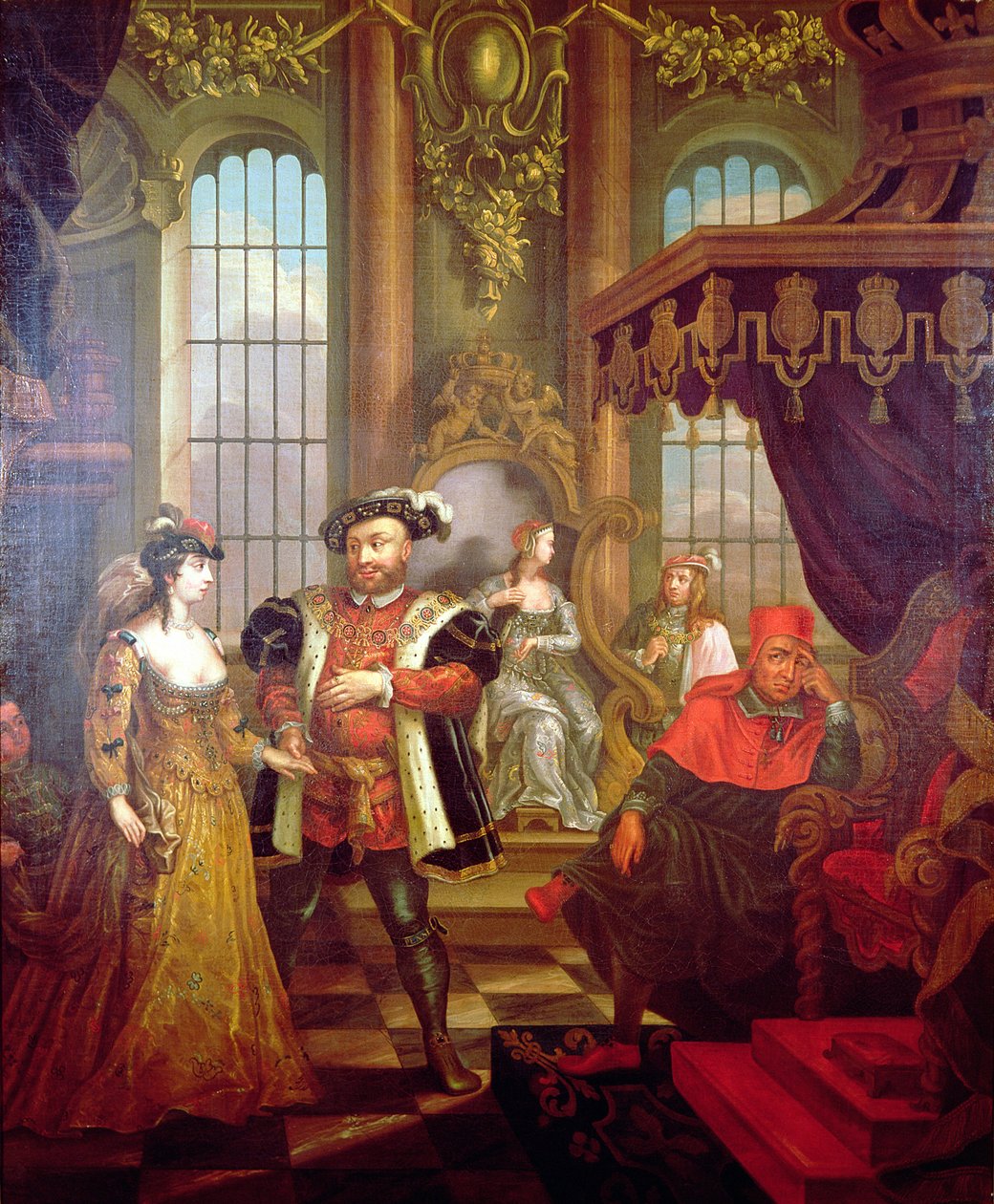Hendrik VIII (1491-1547) introduceert Anne Boleyn aan het hof door William Hogarth