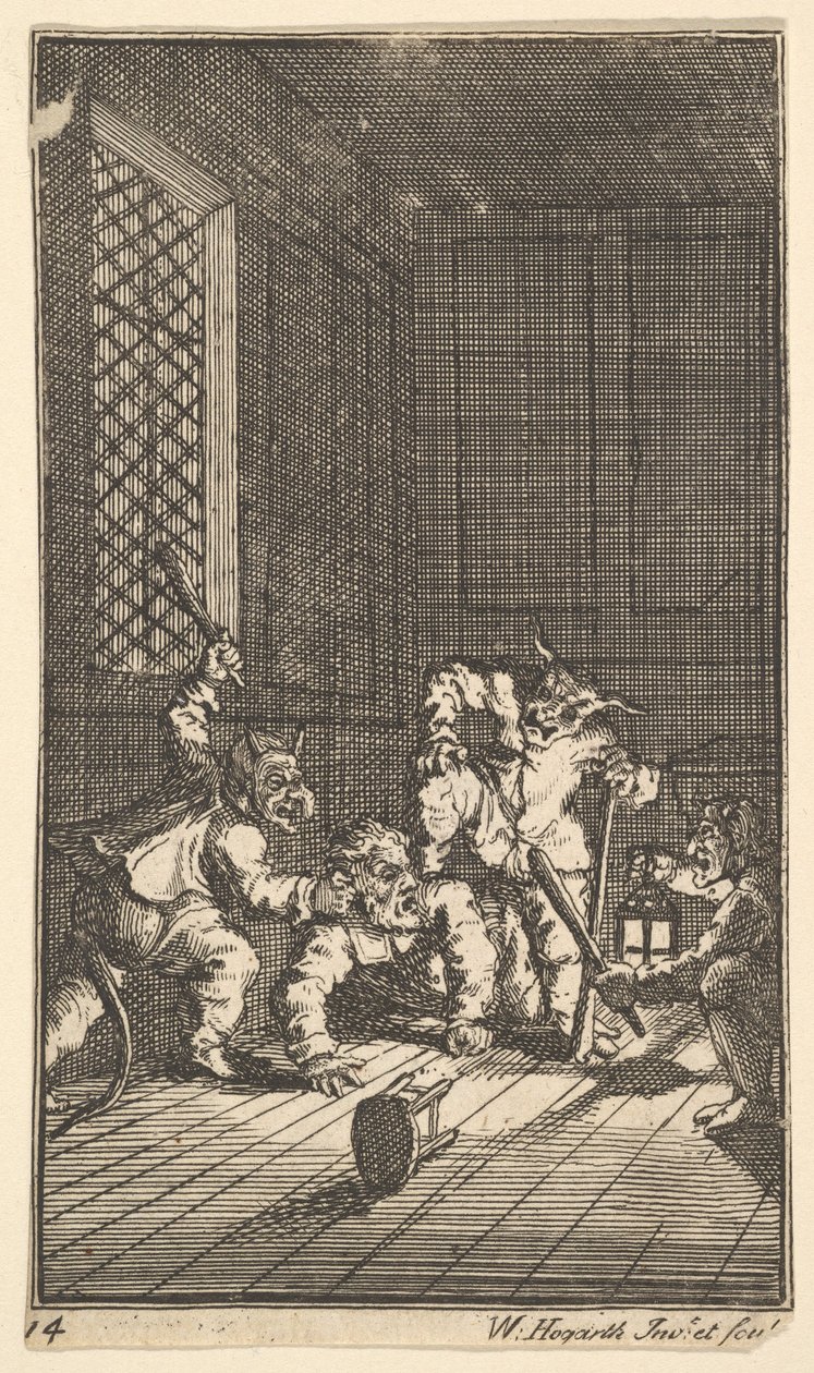 Hudibras Gecatechiseerd Zeventien Kleine Illustraties voor Samuel Butlers Hudibras, nr. 14 door William Hogarth