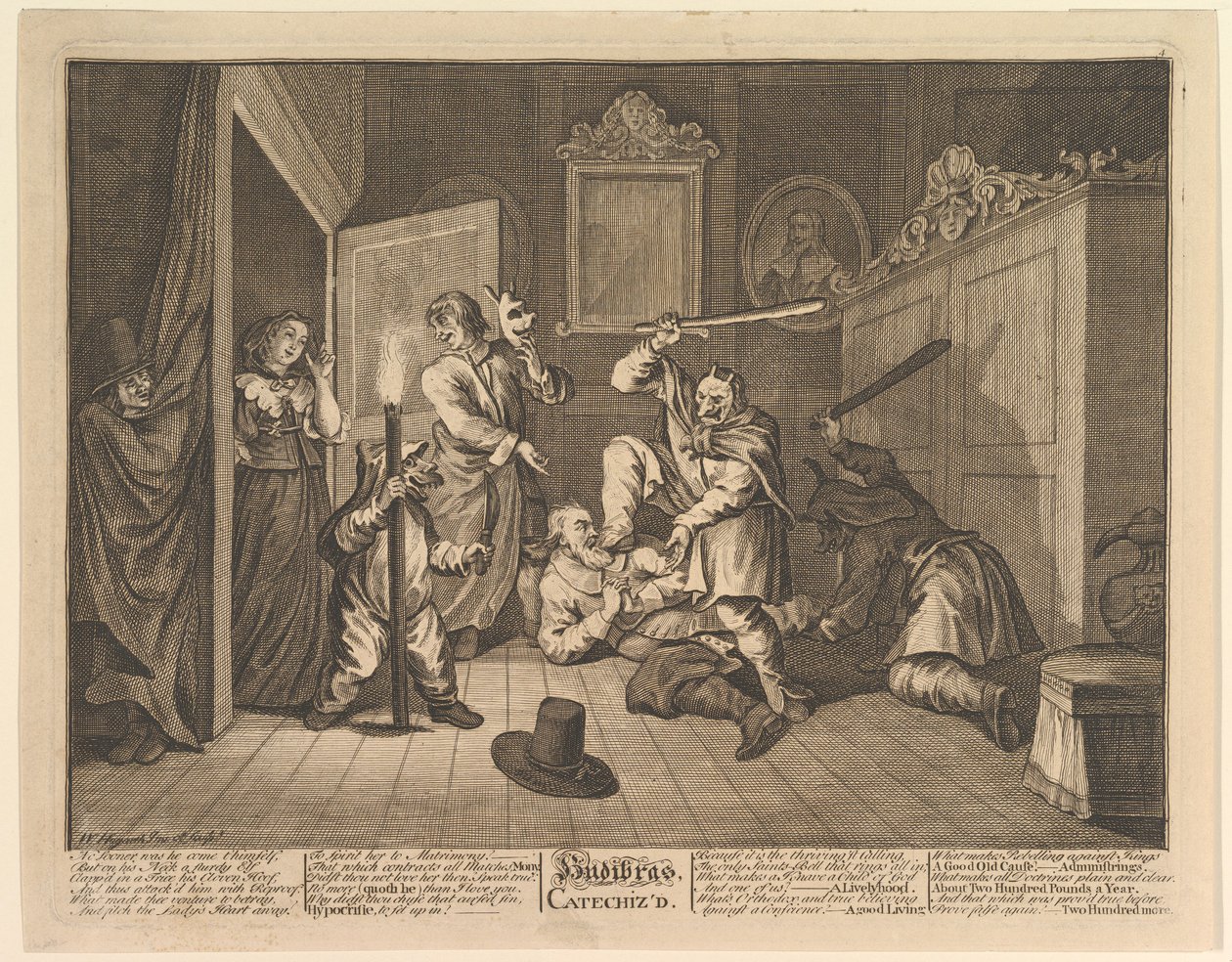 Hudibras gecatechiseerd Twaalf grote illustraties voor Samuel Butlers Hudibras, Plaat 9, 1725-68 door William Hogarth
