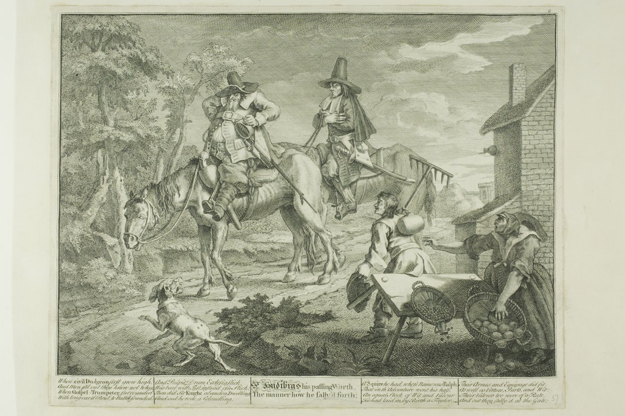 Hudibras Sallying Forth, plaat twee van Hudibras door William Hogarth