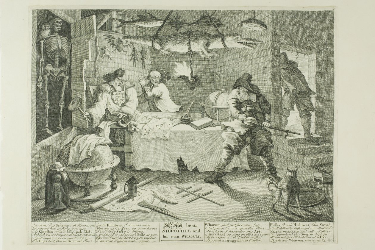 Hudibras en Sidrophel, plaat acht uit Hudibras door William Hogarth