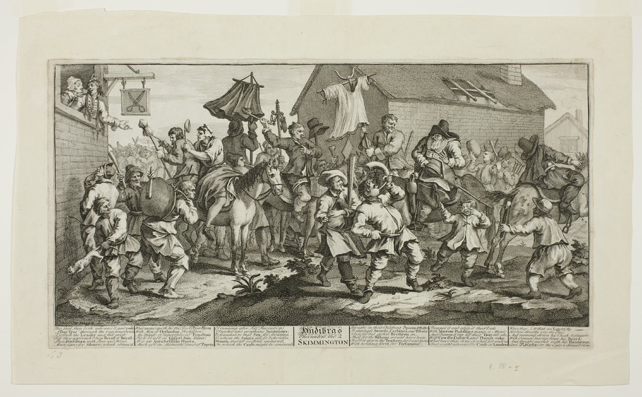 Hudibras en de Skimmington, plaat zeven van Hudibras door William Hogarth
