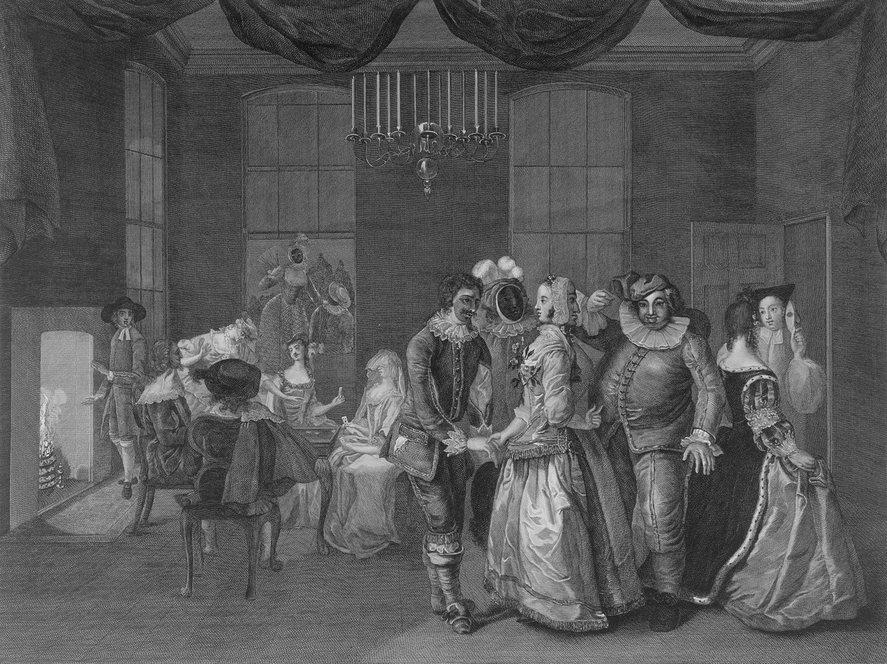 Interieur van Somerset House met figuren gekleed voor een maskerbal, 1805 door William Hogarth