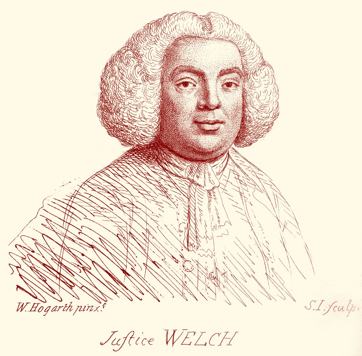 Justice Welch - portret door William Hogarth door William Hogarth