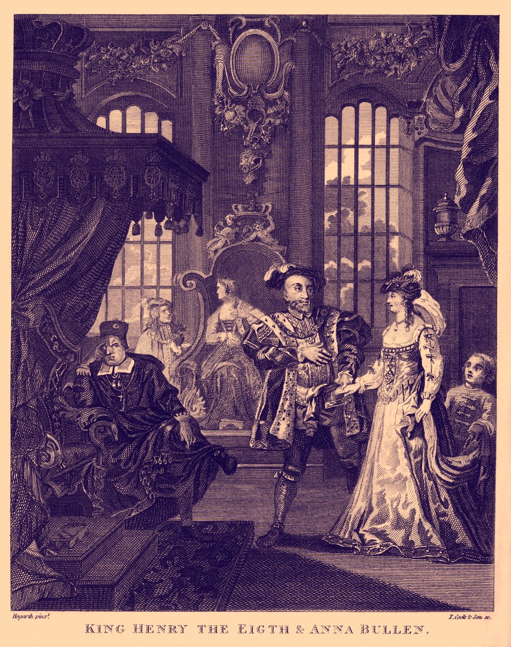 Koning Hendrik VIII en Anne Boleyn door William Hogarth
