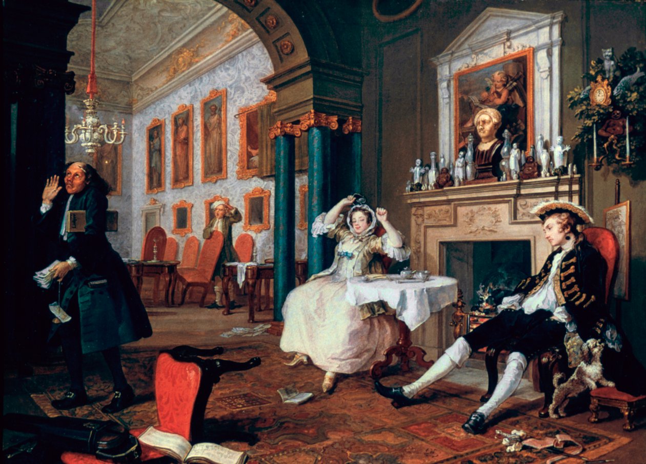 Marriage A-la-Mode: 2. Het tête-à-tête, 1743 door William Hogarth