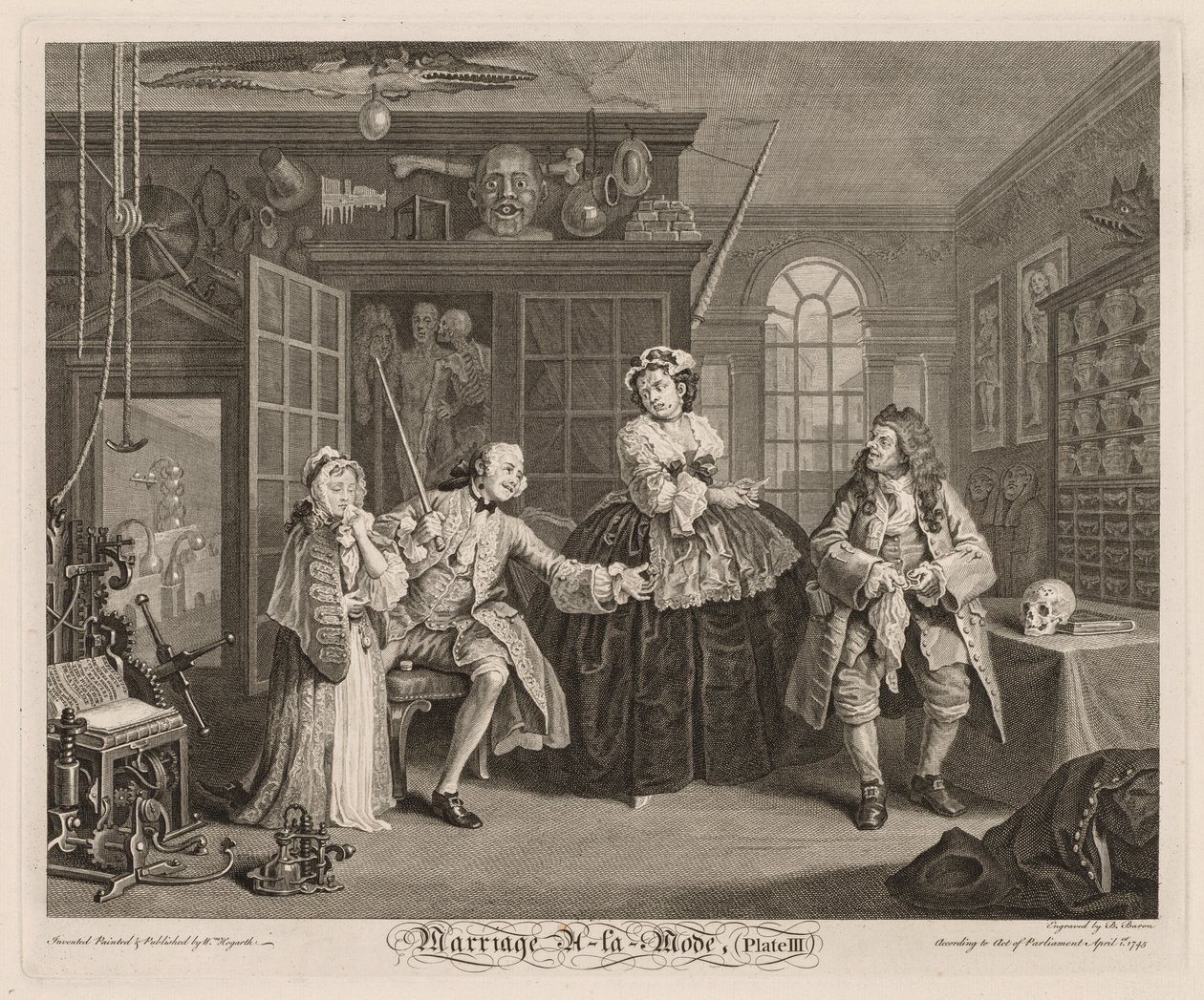 Huwelijk à la Mode: De Scene met de Kwakzalver door William Hogarth