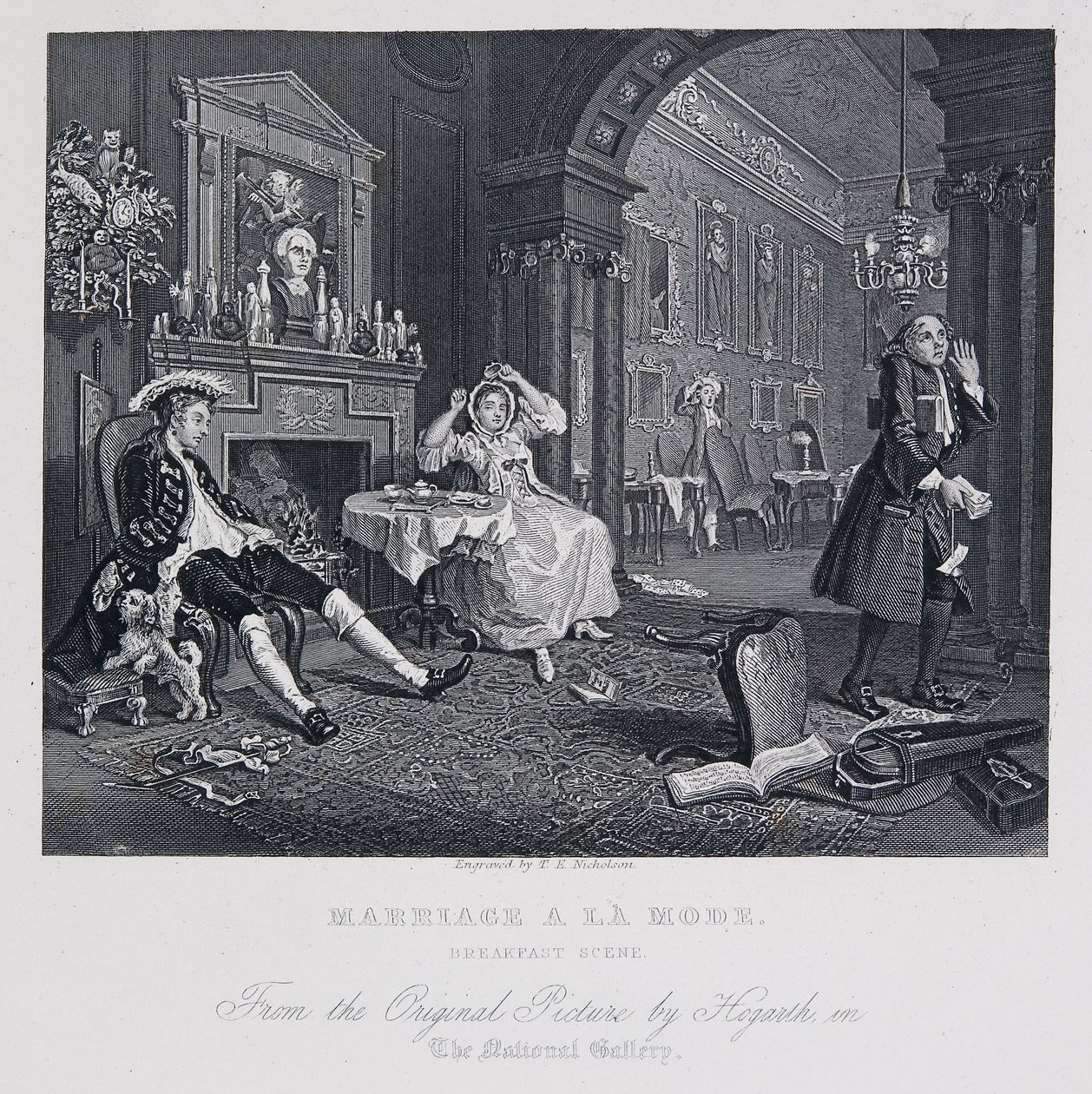 Huwelijk à la Mode: Ontbijtscène door William Hogarth