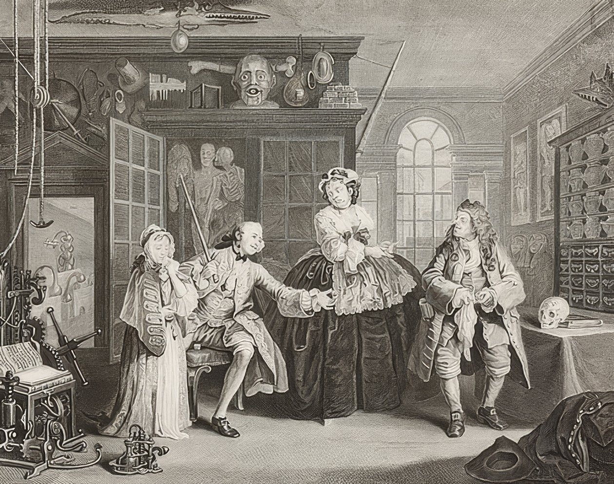 Marriage à la Mode. Blad 3: De inspectie. 1745 door William Hogarth