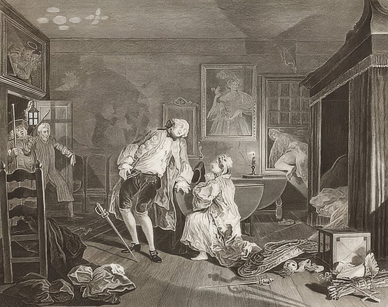 Marriage à la Mode, blad 5: The Bagnio door William Hogarth