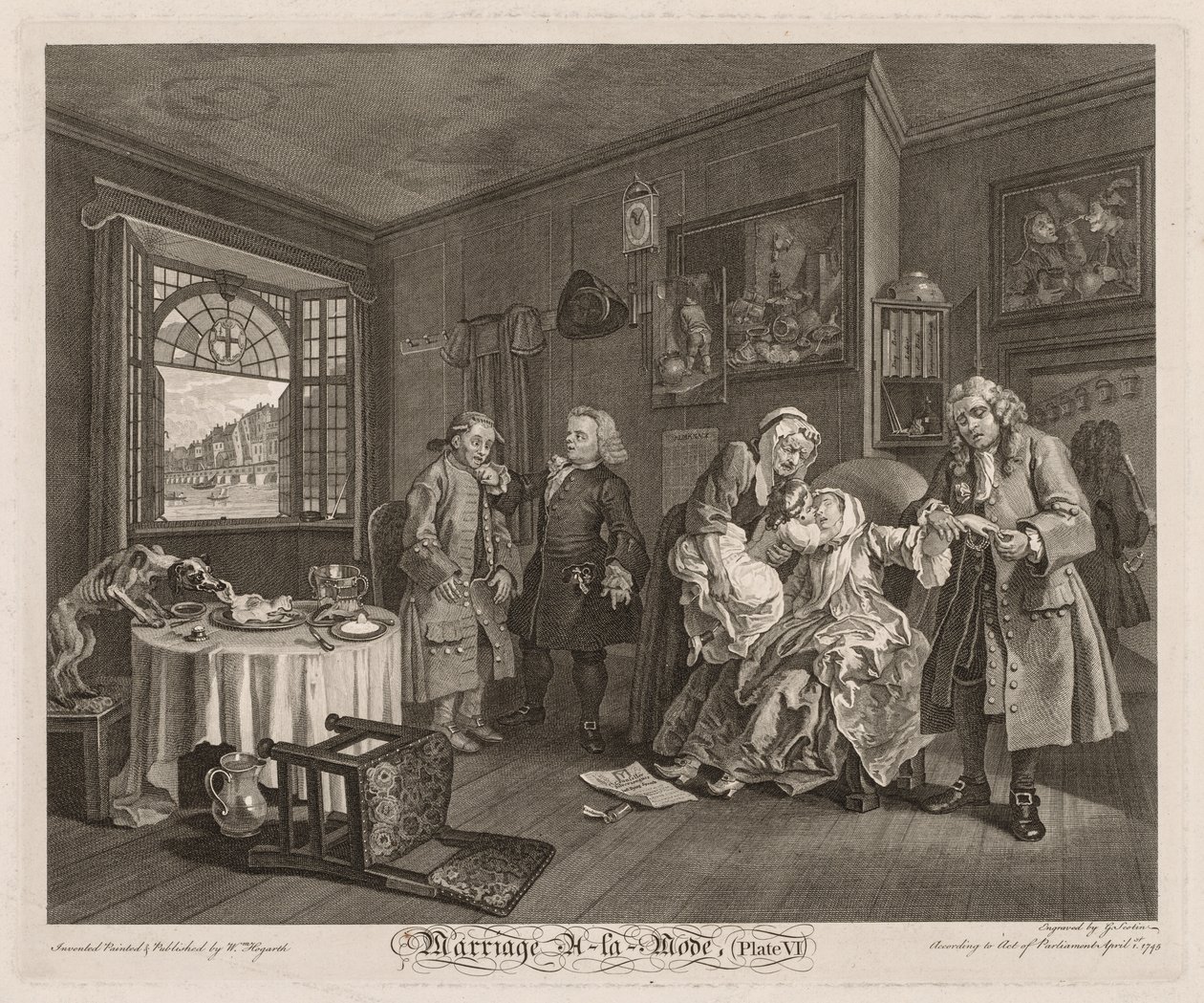 Huwelijk à la Mode: De Dood van de Gravin door William Hogarth