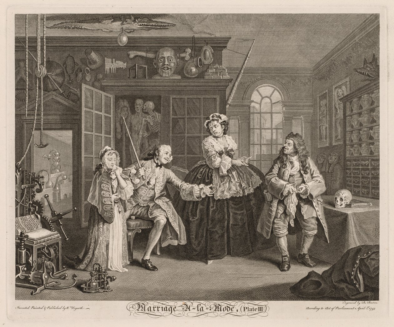 Huwelijk à la Mode: De Scene met de Kwakzalver door William Hogarth